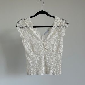 Zara White Floral Lace Top